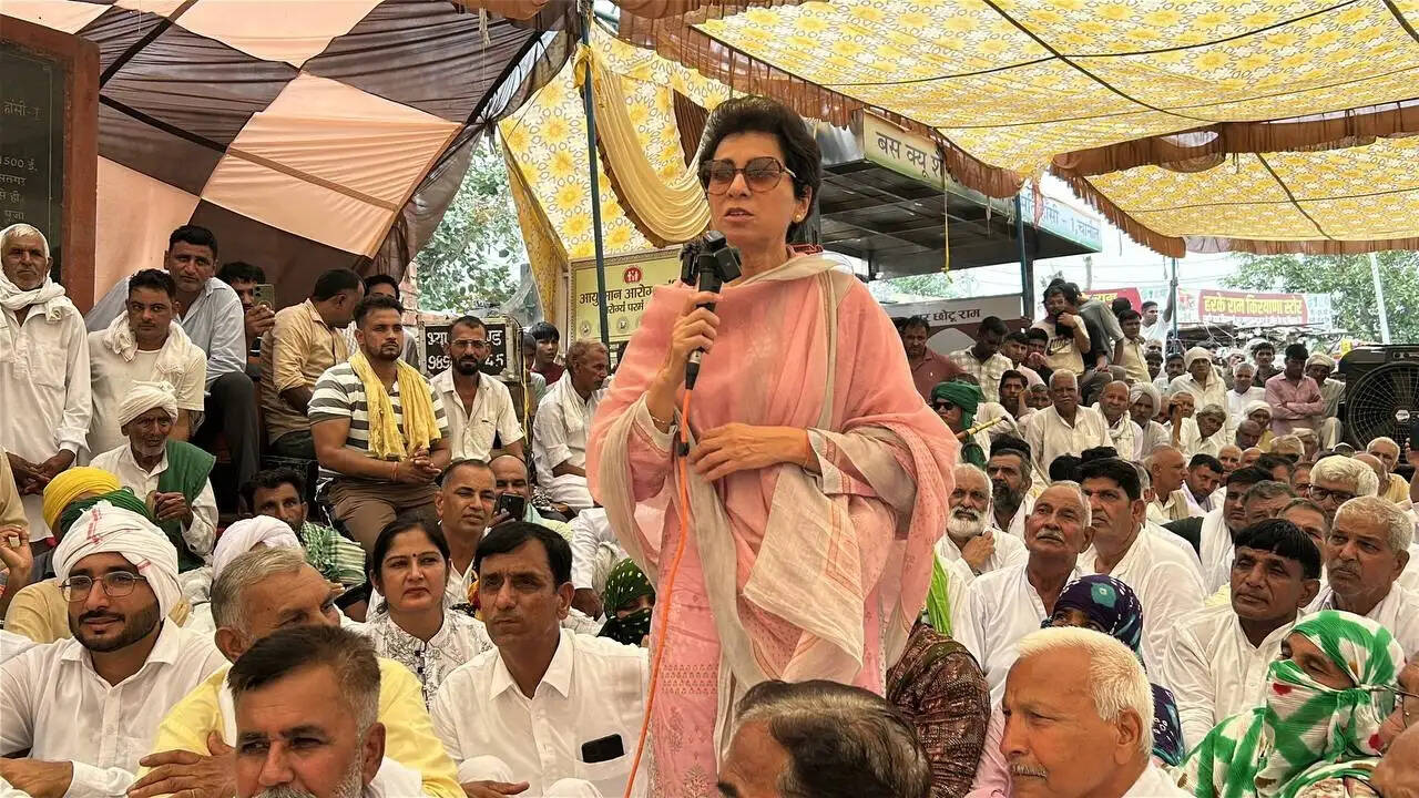 &nbsp;चानौत गांव पहुंचीं सांसद कुमारी सैलजा, पेयजल आंदोलन को दिया समर्थन