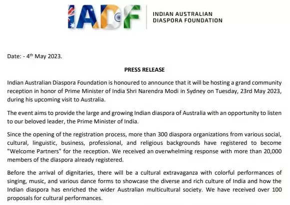 प्रधानमंत्री मोदी के भव्य स्वागत की तैयारी में ऑस्ट्रेलियाई अप्रवासी भारतीय  